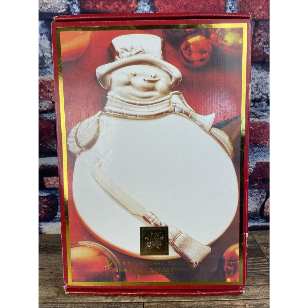 Lenox Yuletide Snowman Metal Cheeseboard Serveware Holiday Christmas Platter